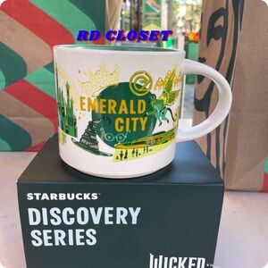 Universal Studios Starbucks 2024 Wicked Emerald City Discovery Series Mug.